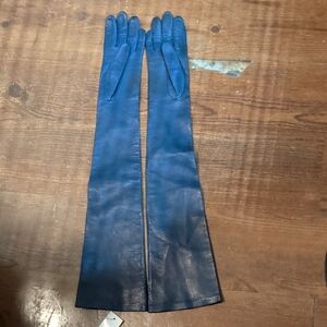 Elegant Maison Margiela Long Blue Leather Gloves